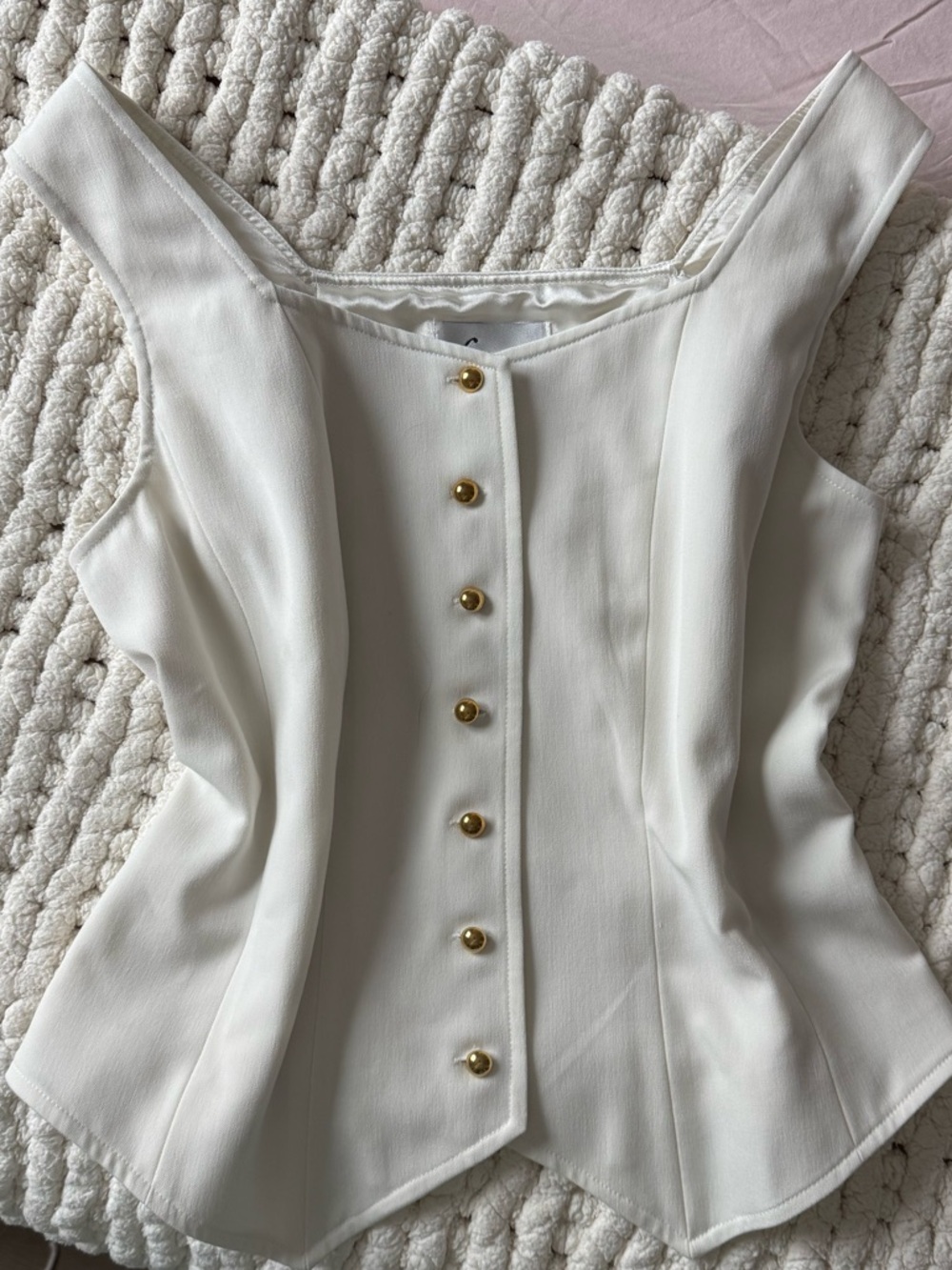 Linea by Louis Dell'Olio White Structured Button-Front Camisole